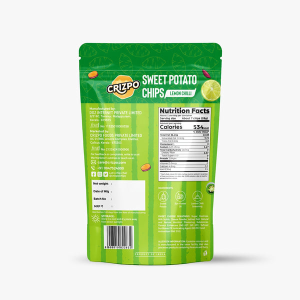 Crizpo Sweet Potato Chips - Lemon Chilli (Pack of 3x55g)