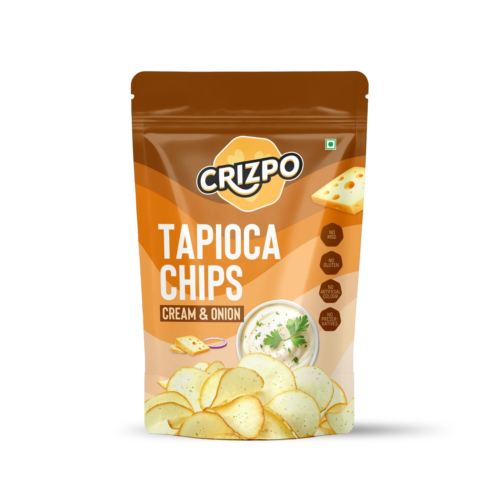 Crizpo Tapioca Chips - Cream & Onion (3x60g)