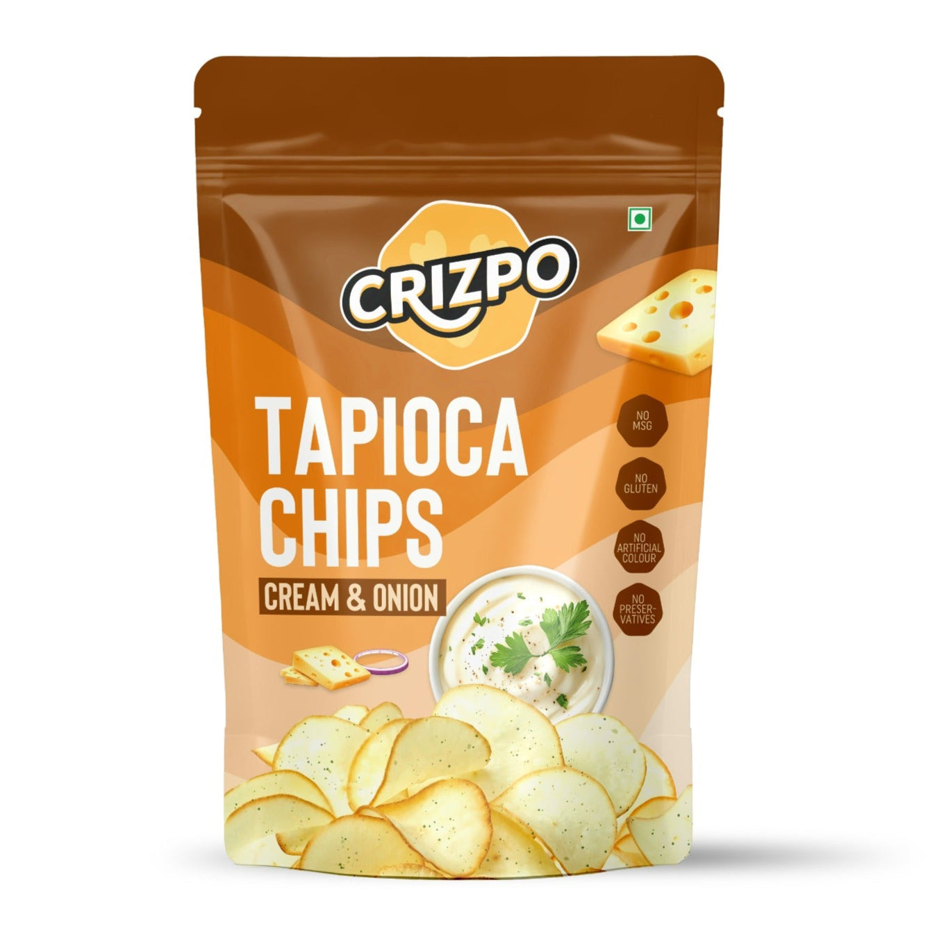 crizpo tapioca chips cream and onion