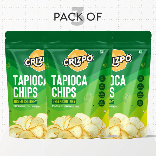 Crizpo Tapioca Chips - Green Chutney (3x60g)