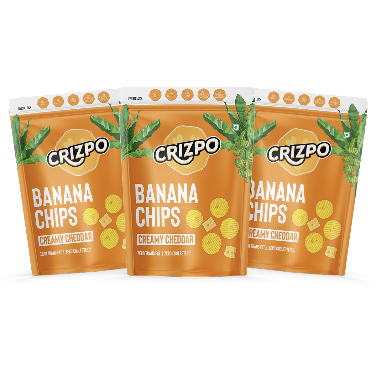 Crizpo Banana Chips - Creamy Cheddar - Pack of 3 x 110g